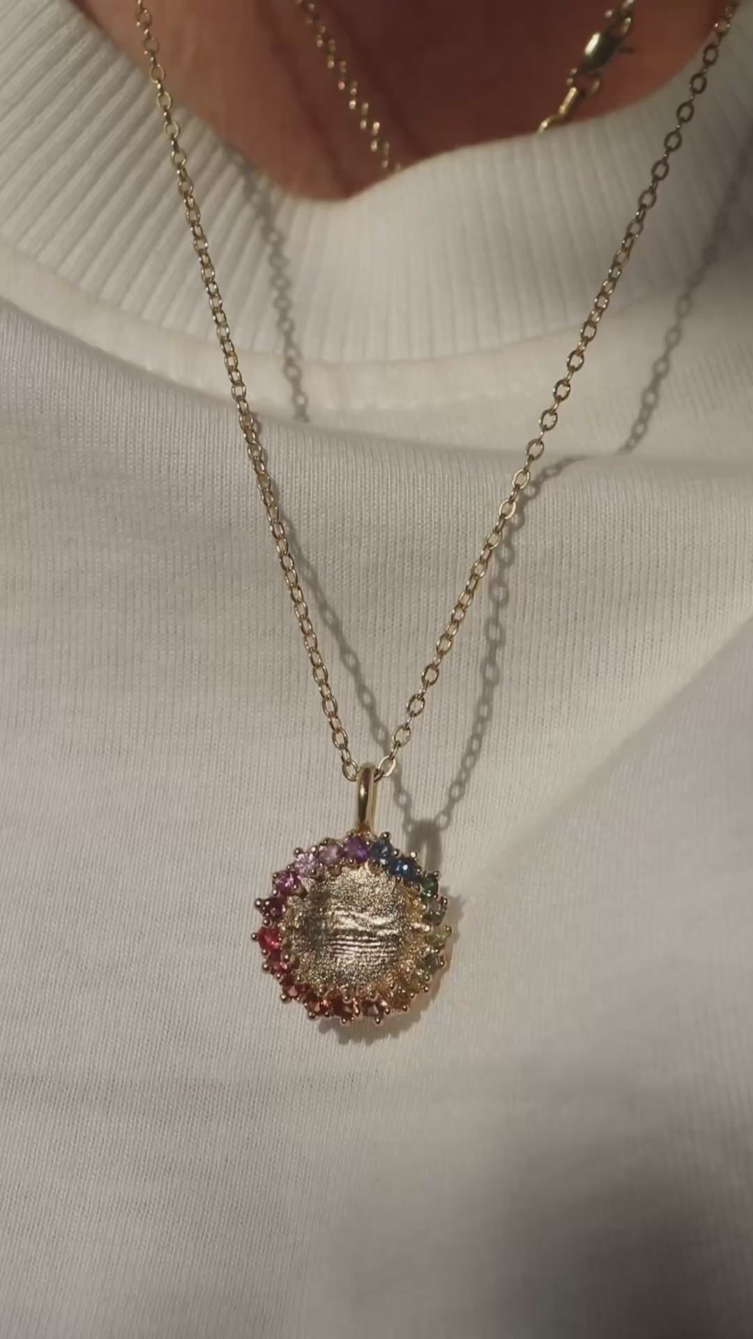 Rainbow Fingerprint Necklace - Silver or 9ct Gold