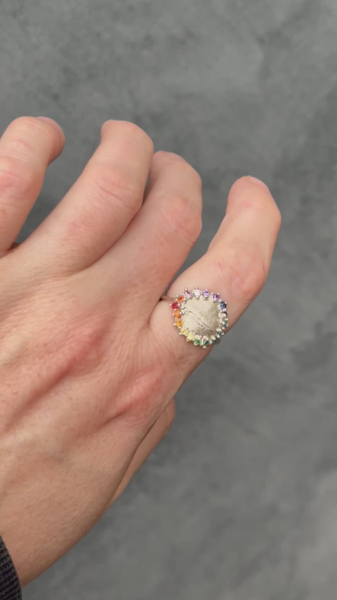 Rainbow Fingerprint Ring - Silver or 9ct Gold