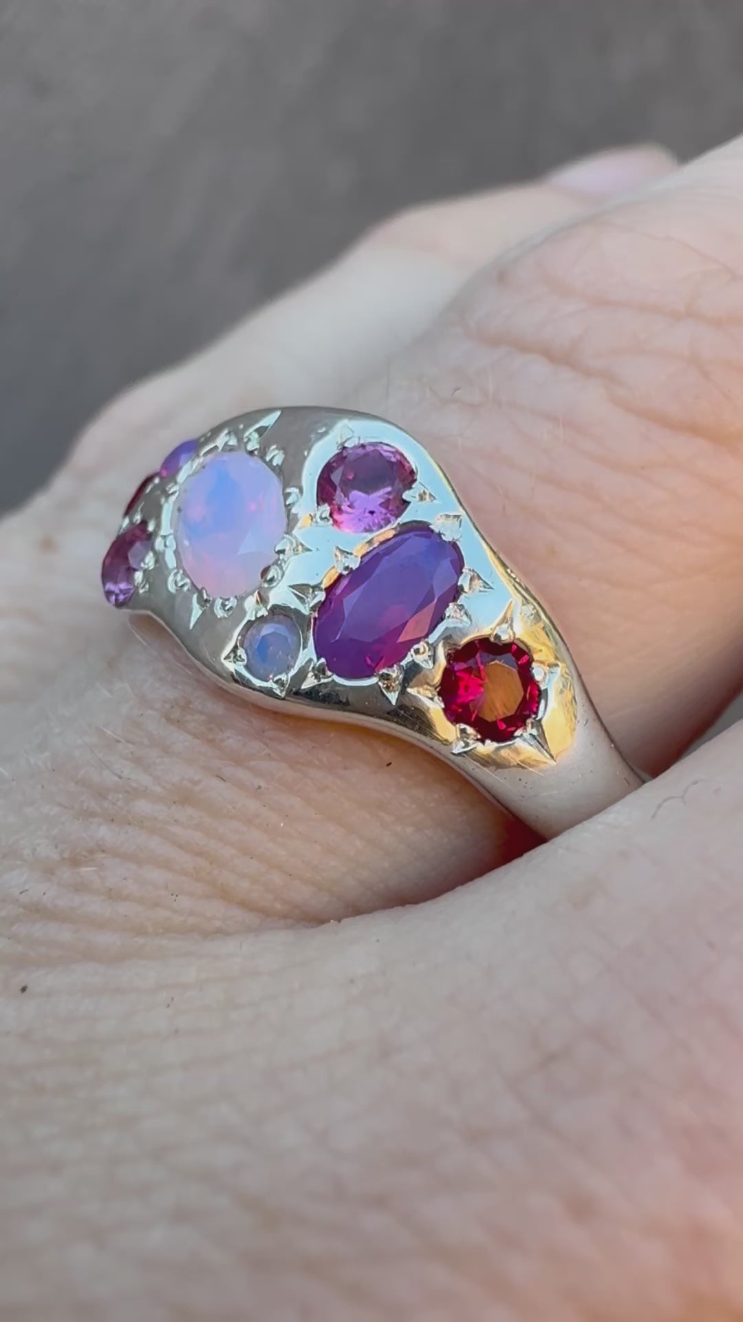 Silver Multi Stone Ring