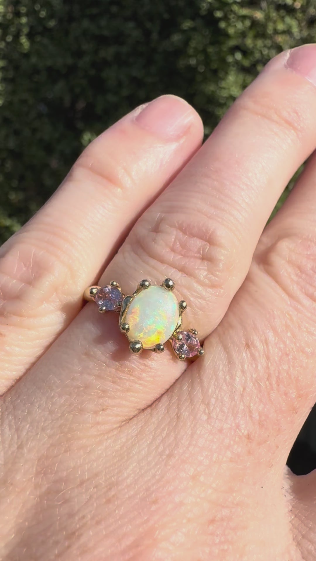 9ct gold Opal and Pink Sapphire Ring