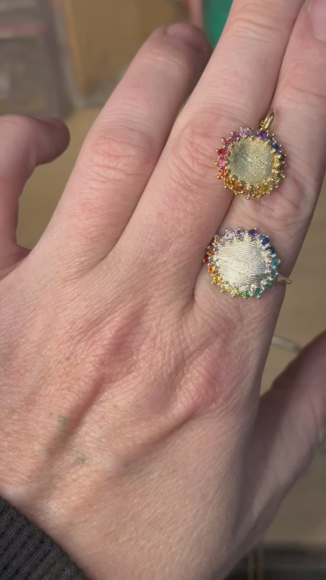 Rainbow Fingerprint Ring - Silver or 9ct Gold