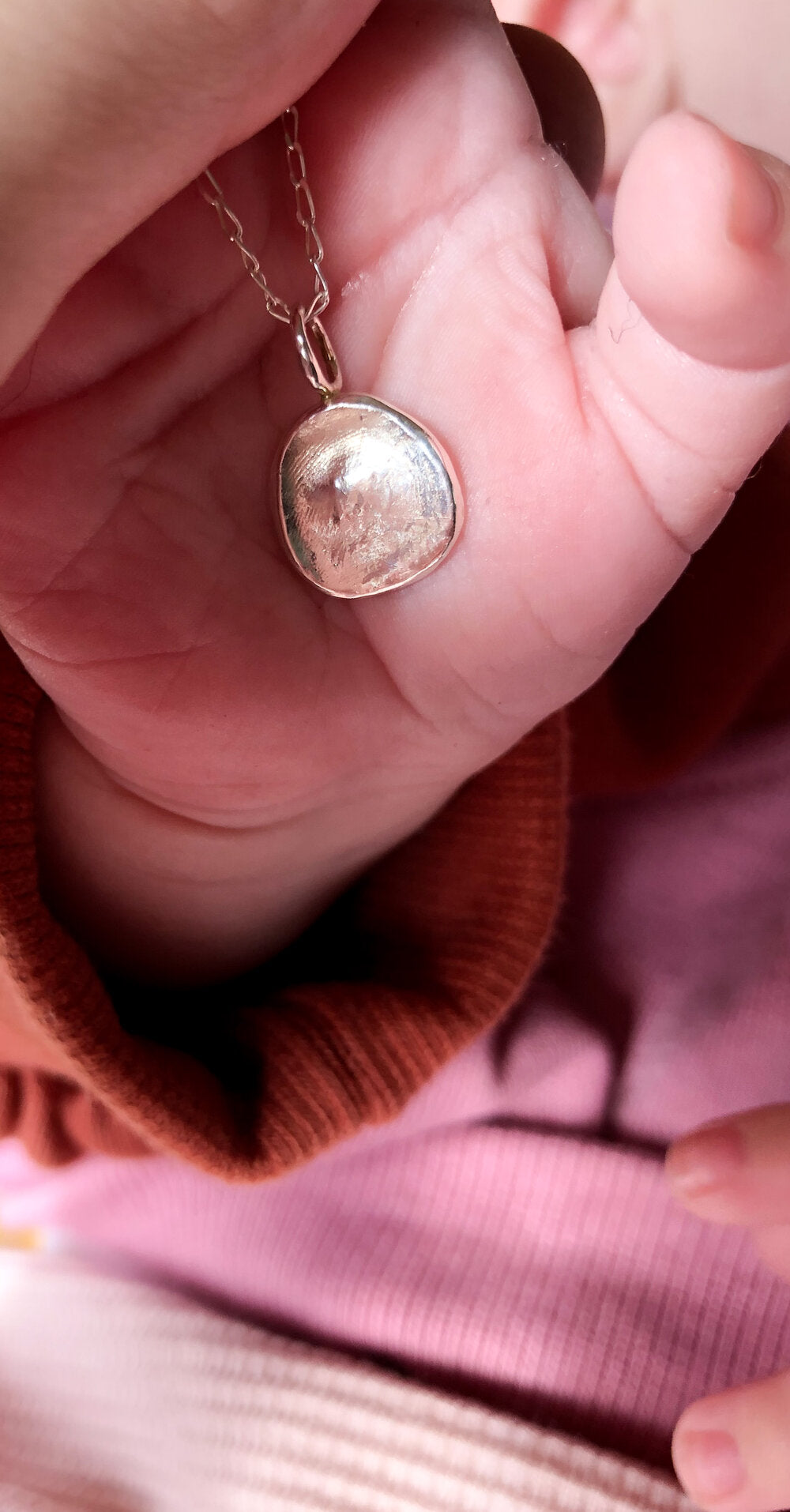 Infant Impression Pendant - Sterling Silver - Fingerprint Impression Kit + Necklace