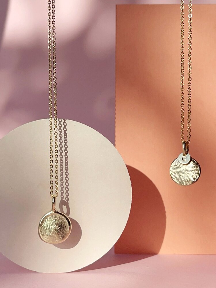 Mini Fingerprint Pendant - 9ct Gold - Fingerprint Impression Kit + Necklace
