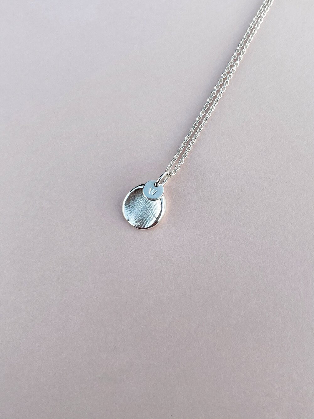 Mini Fingerprint Pendant - Sterling Silver - Fingerprint Impression Kit + Necklace