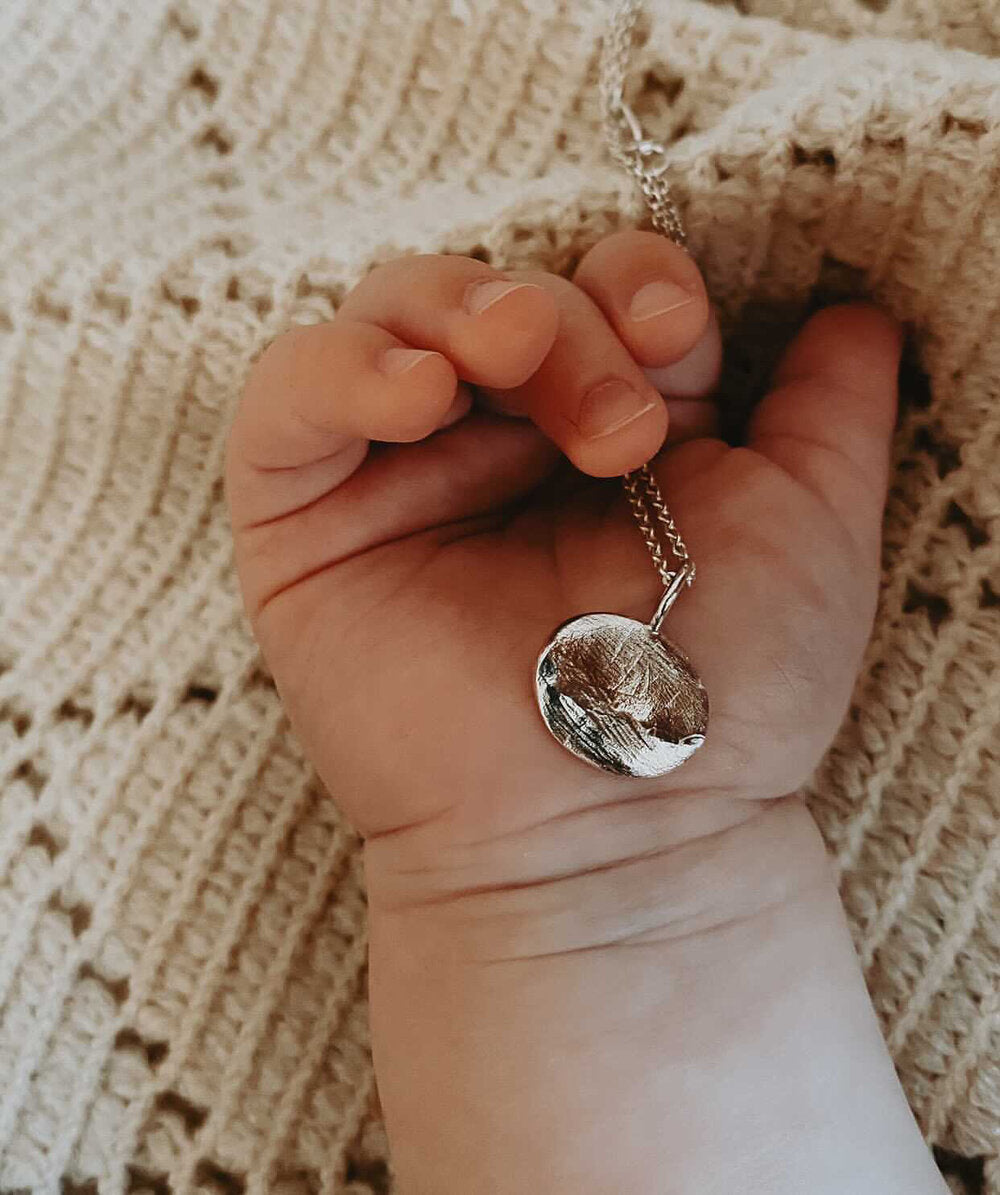 Mini Fingerprint Pendant - Sterling Silver - Fingerprint Impression Kit + Necklace
