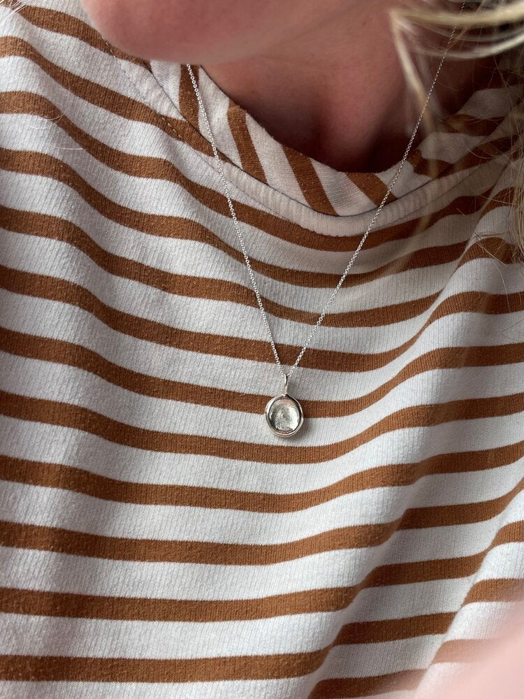 Mini Fingerprint Pendant - Sterling Silver - Fingerprint Impression Kit + Necklace