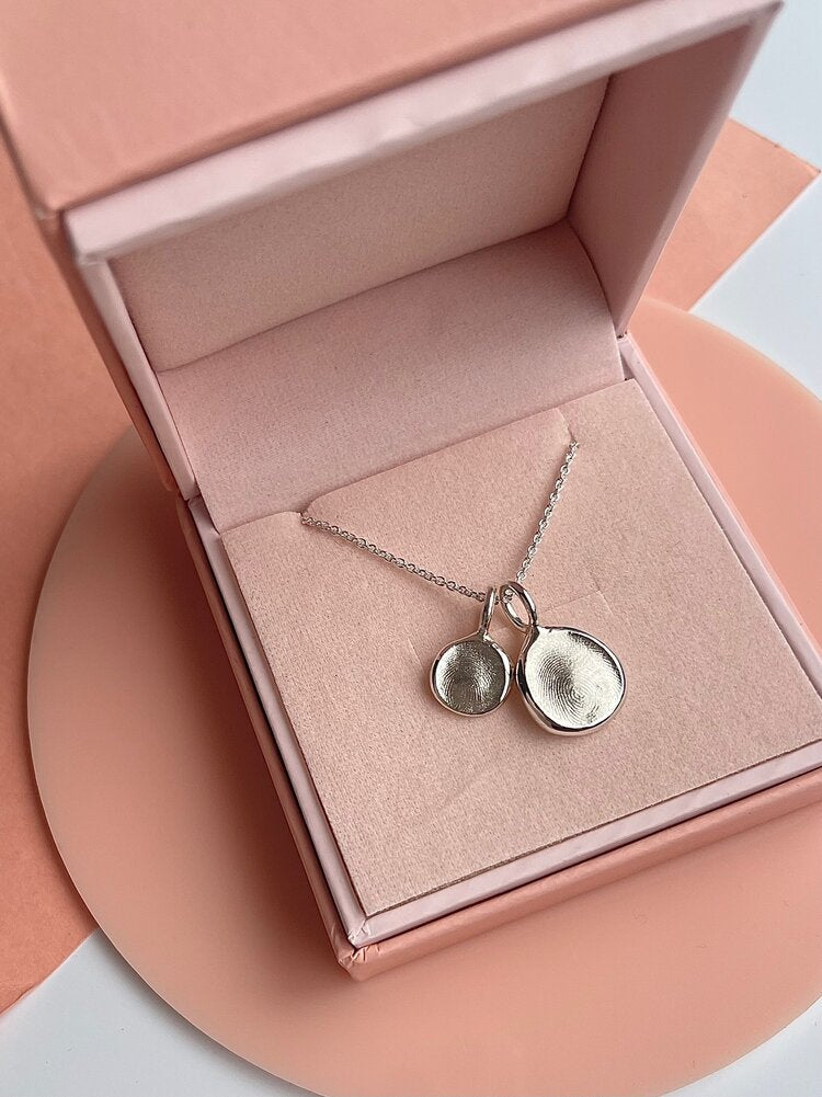 Mini Fingerprint Pendant - Sterling Silver - Fingerprint Impression Kit + Necklace