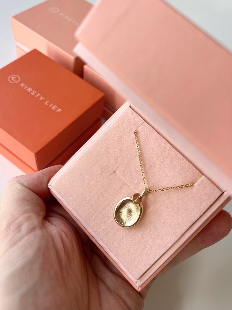 Mini Fingerprint Pendant - 9ct Gold - Fingerprint Impression Kit + Necklace