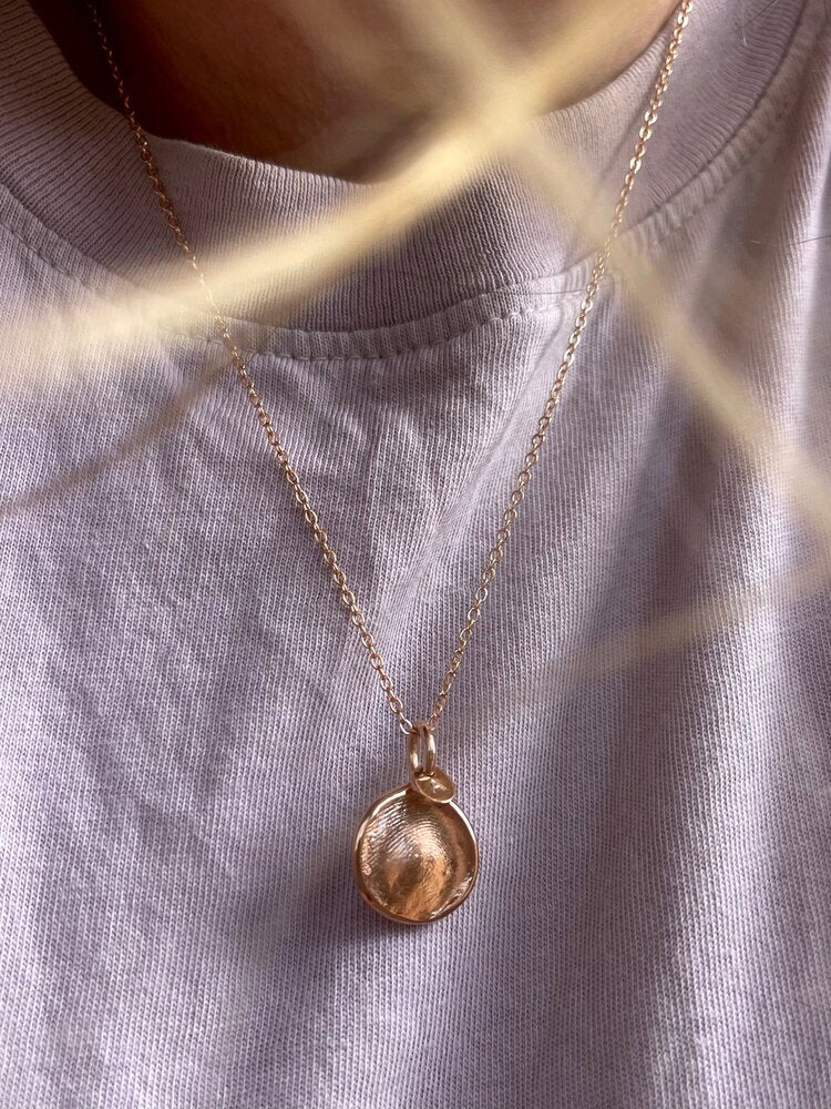 Mini Fingerprint Pendant - 9ct Gold - Fingerprint Impression Kit + Necklace
