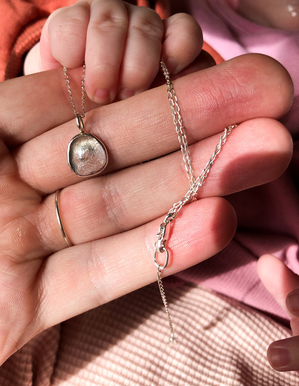 Infant Impression Pendant - Sterling Silver - Fingerprint Impression Kit + Necklace