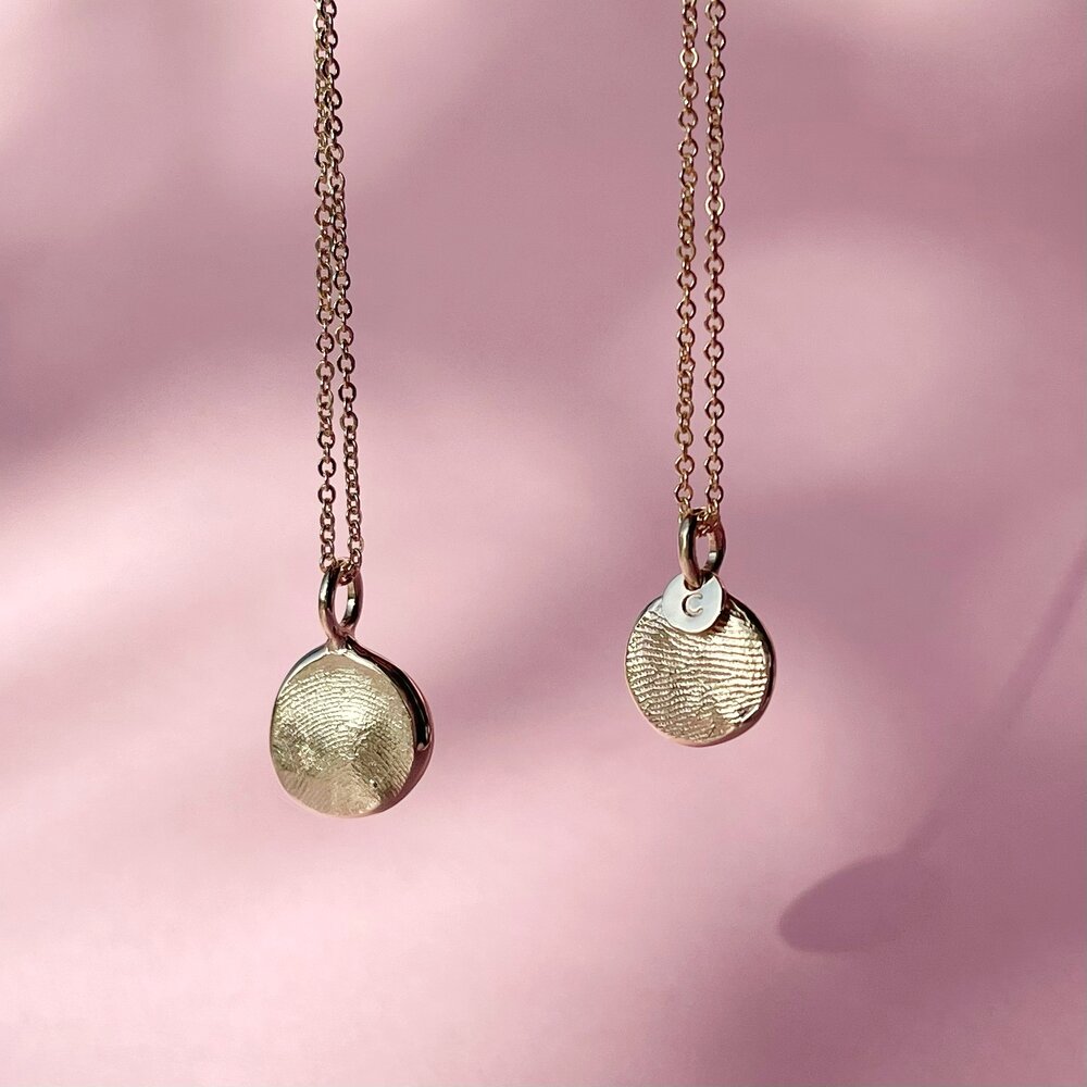 Mini Fingerprint Pendant - 9ct Gold - Fingerprint Impression Kit + Necklace