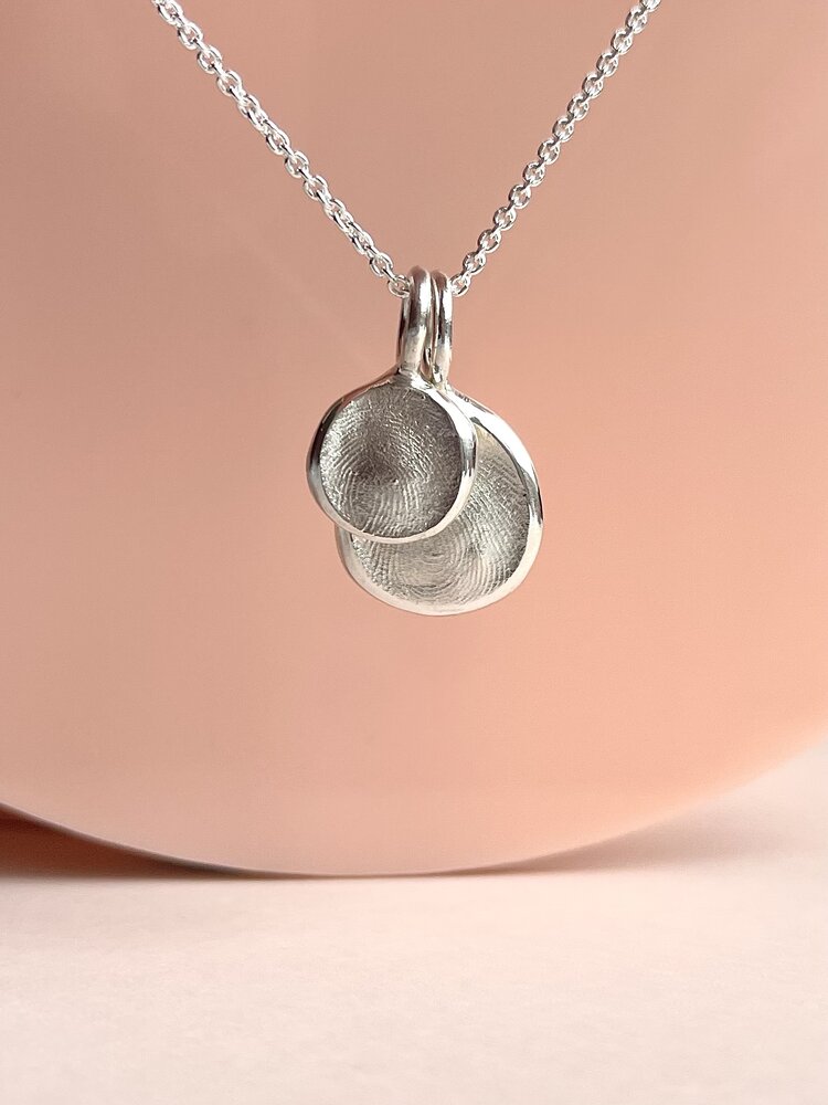 Mini Fingerprint Pendant - Sterling Silver - Fingerprint Impression Kit + Necklace