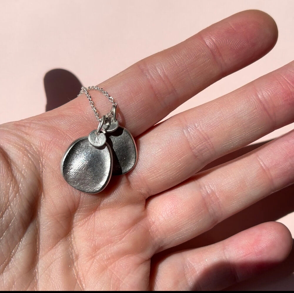 Mini Fingerprint Pendant - Sterling Silver - Fingerprint Impression Kit + Necklace