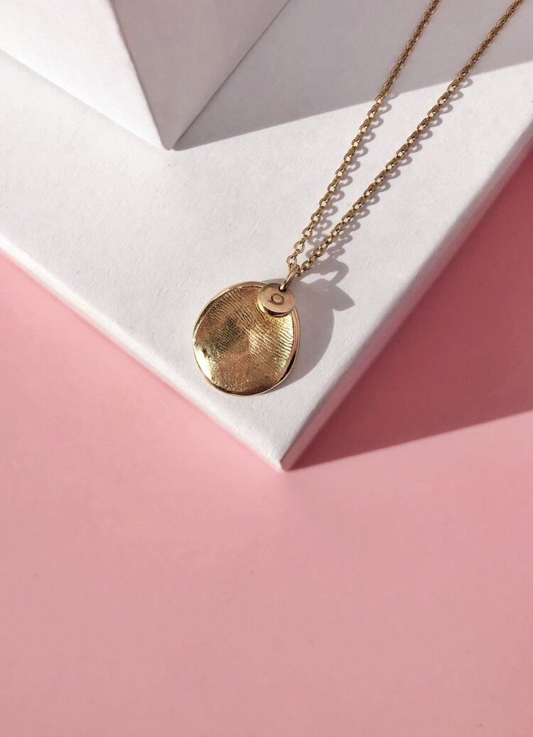 Mini Fingerprint Pendant - 9ct Gold - Fingerprint Impression Kit + Necklace