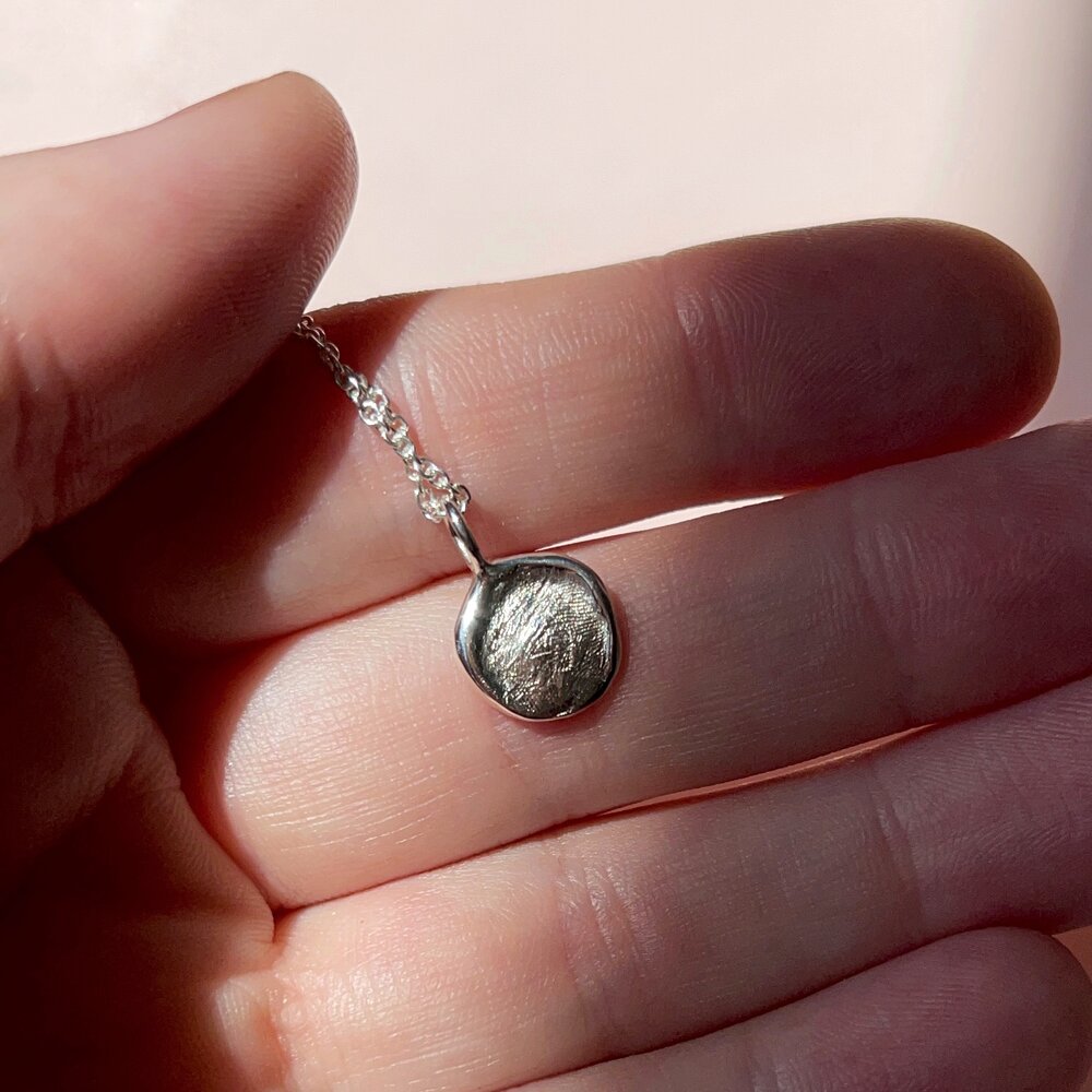 Mini Fingerprint Pendant - Sterling Silver - Fingerprint Impression Kit + Necklace