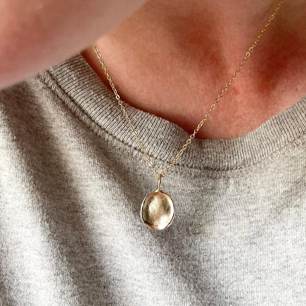 Mini Fingerprint Pendant - 9ct Gold - Fingerprint Impression Kit + Necklace