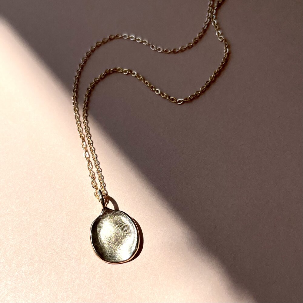 Mini Fingerprint Pendant - 9ct Gold - Fingerprint Impression Kit + Necklace