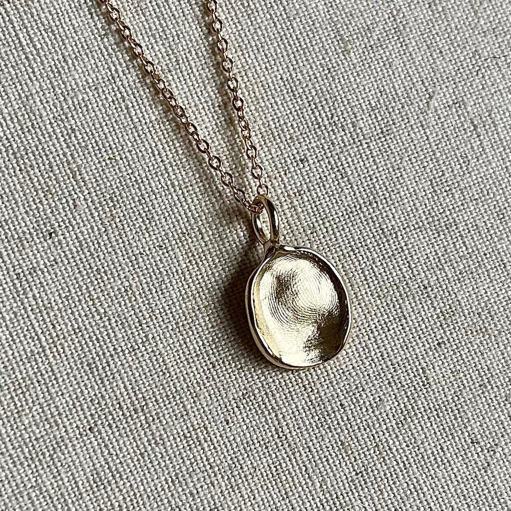 Mini Fingerprint Pendant - 9ct Gold - Fingerprint Impression Kit + Necklace