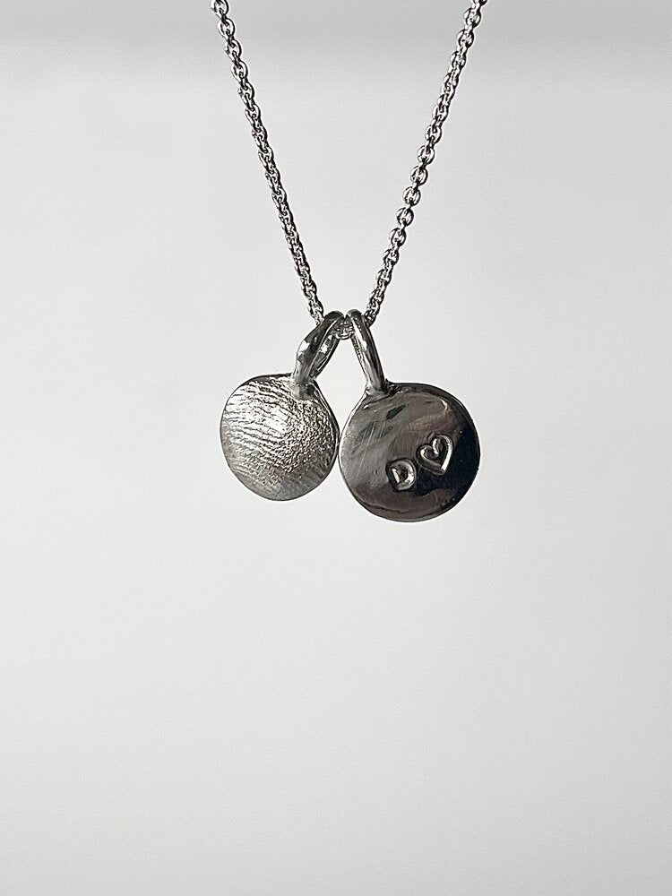 Mini Fingerprint Pendant - Sterling Silver - Fingerprint Impression Kit + Necklace