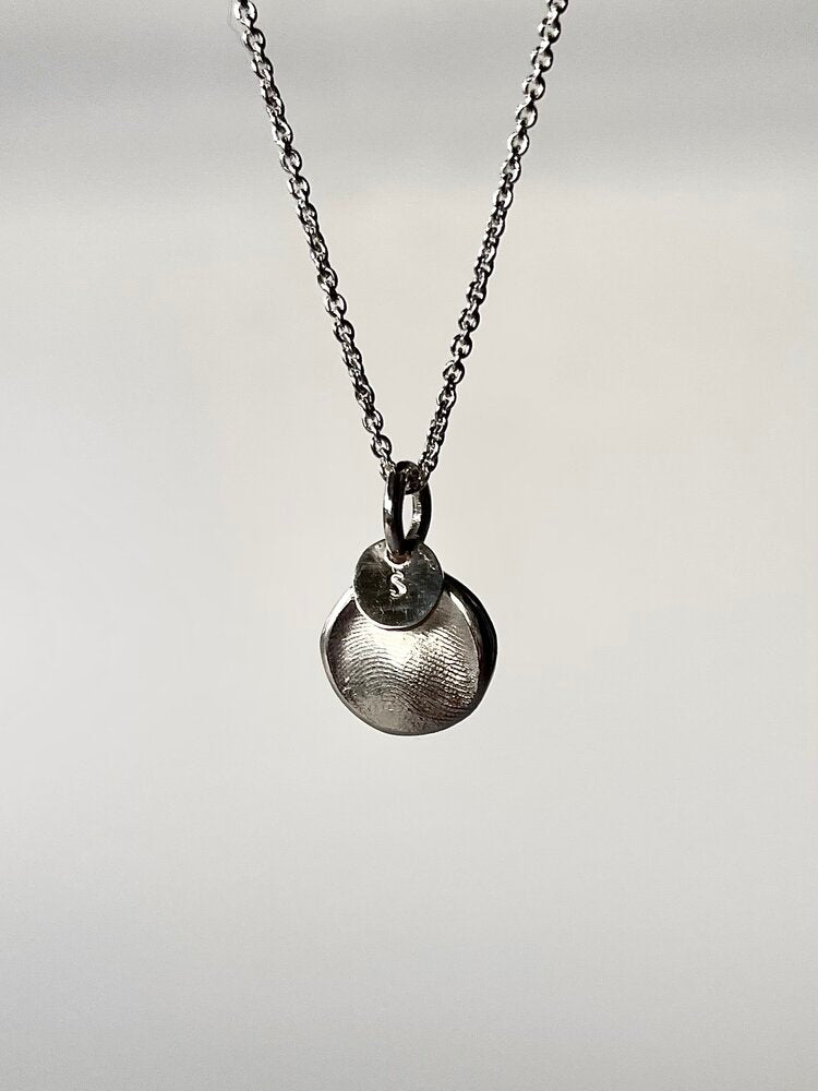Mini Fingerprint Pendant - Sterling Silver - Fingerprint Impression Kit + Necklace