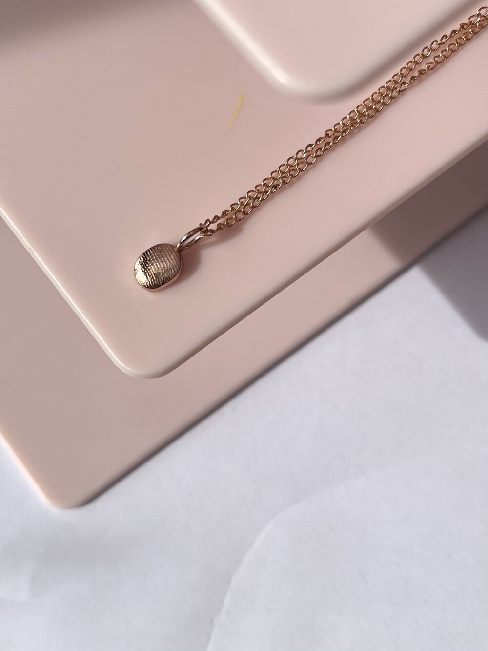 Oval or Circle Fingerprint Pendant - 9ct Gold - Fingerprint Impression Kit + Necklace