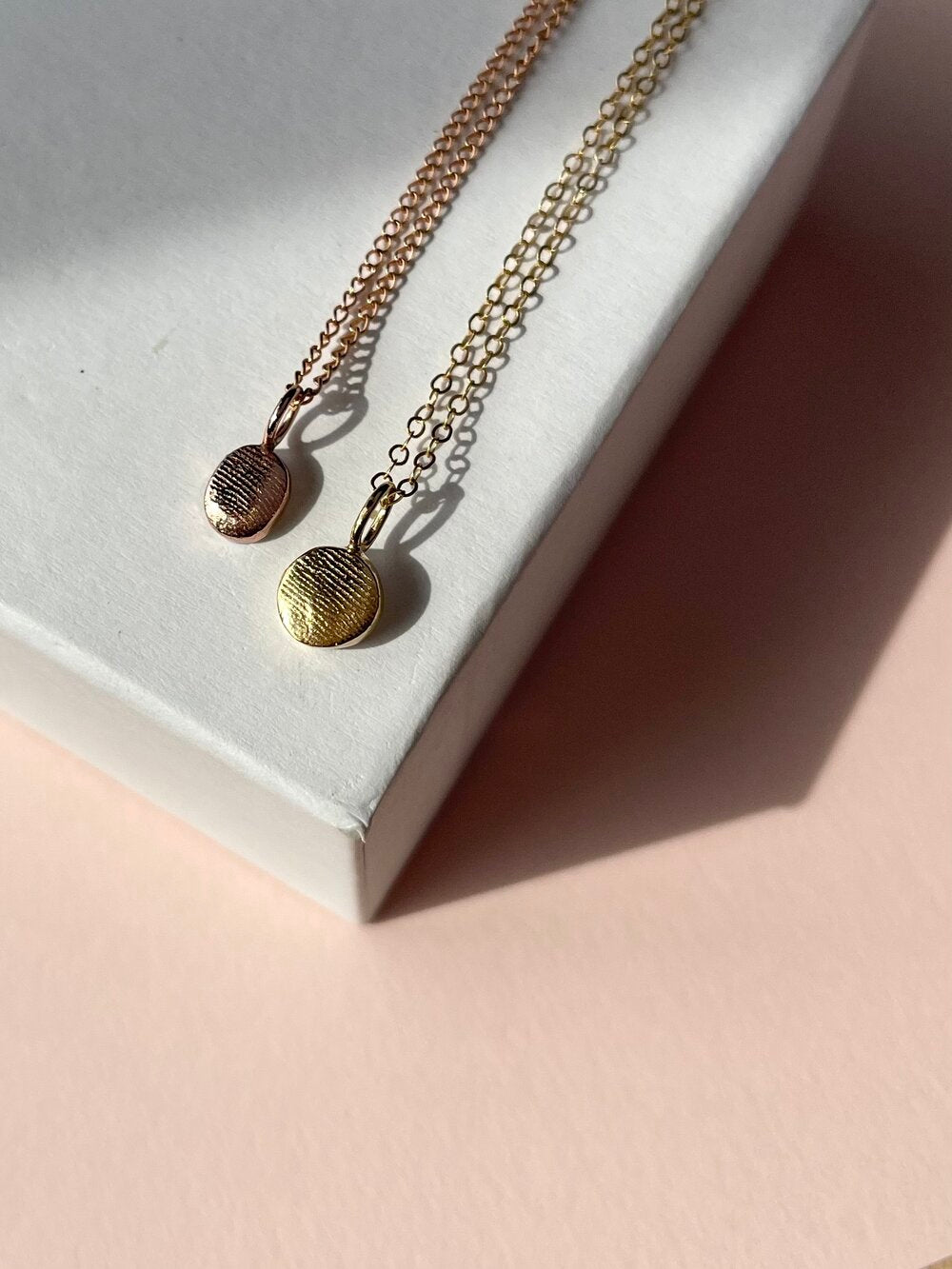 Oval or Circle Fingerprint Pendant - 9ct Gold - Fingerprint Impression Kit + Necklace