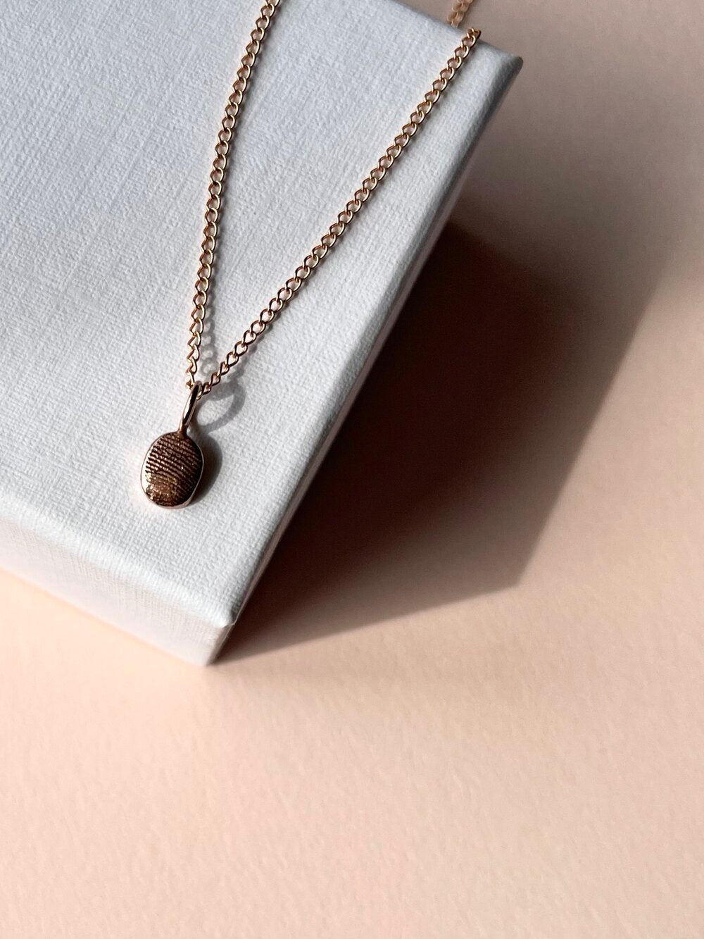Oval or Circle Fingerprint Pendant - 9ct Gold - Fingerprint Impression Kit + Necklace