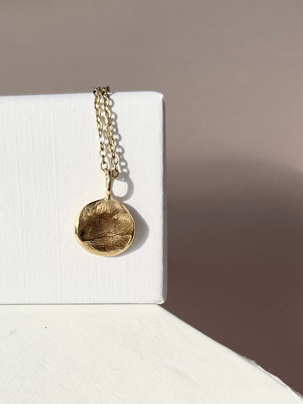 Oval or Circle Fingerprint Pendant - 9ct Gold - Fingerprint Impression Kit + Necklace