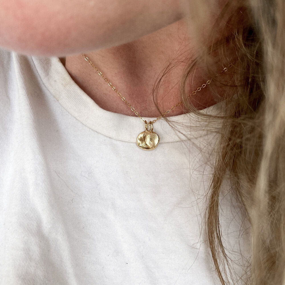 Oval or Circle Fingerprint Pendant - 9ct Gold - Fingerprint Impression Kit + Necklace