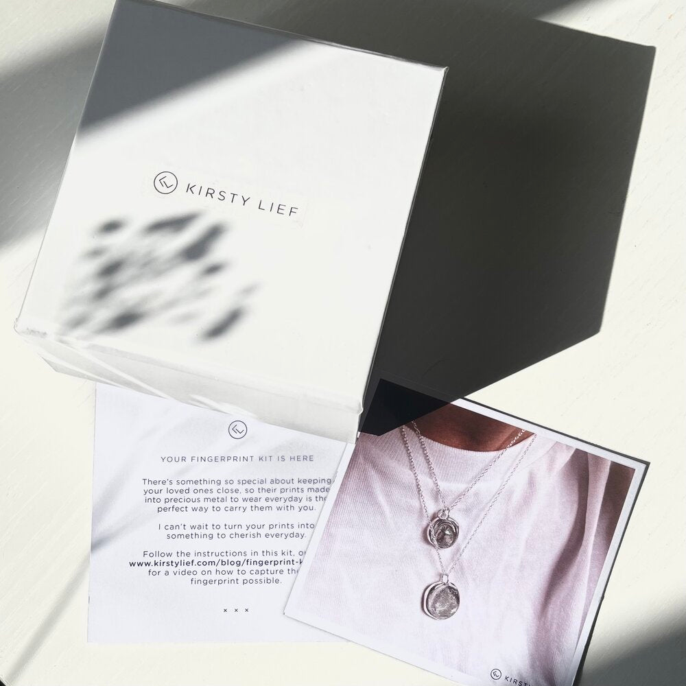 Mini Fingerprint Pendant - Sterling Silver - Fingerprint Impression Kit + Necklace