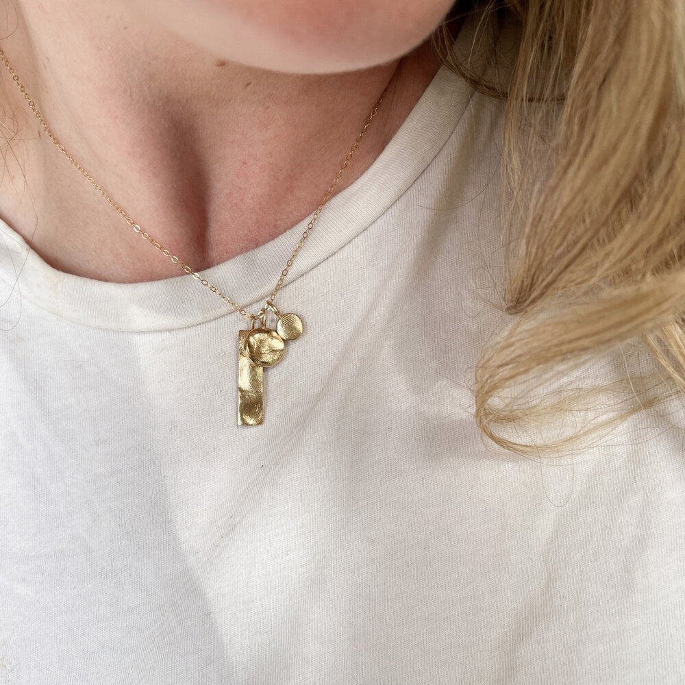 Family Bar Fingerprint Pendant - 9ct Gold - Fingerprint Impression Kit + Necklace