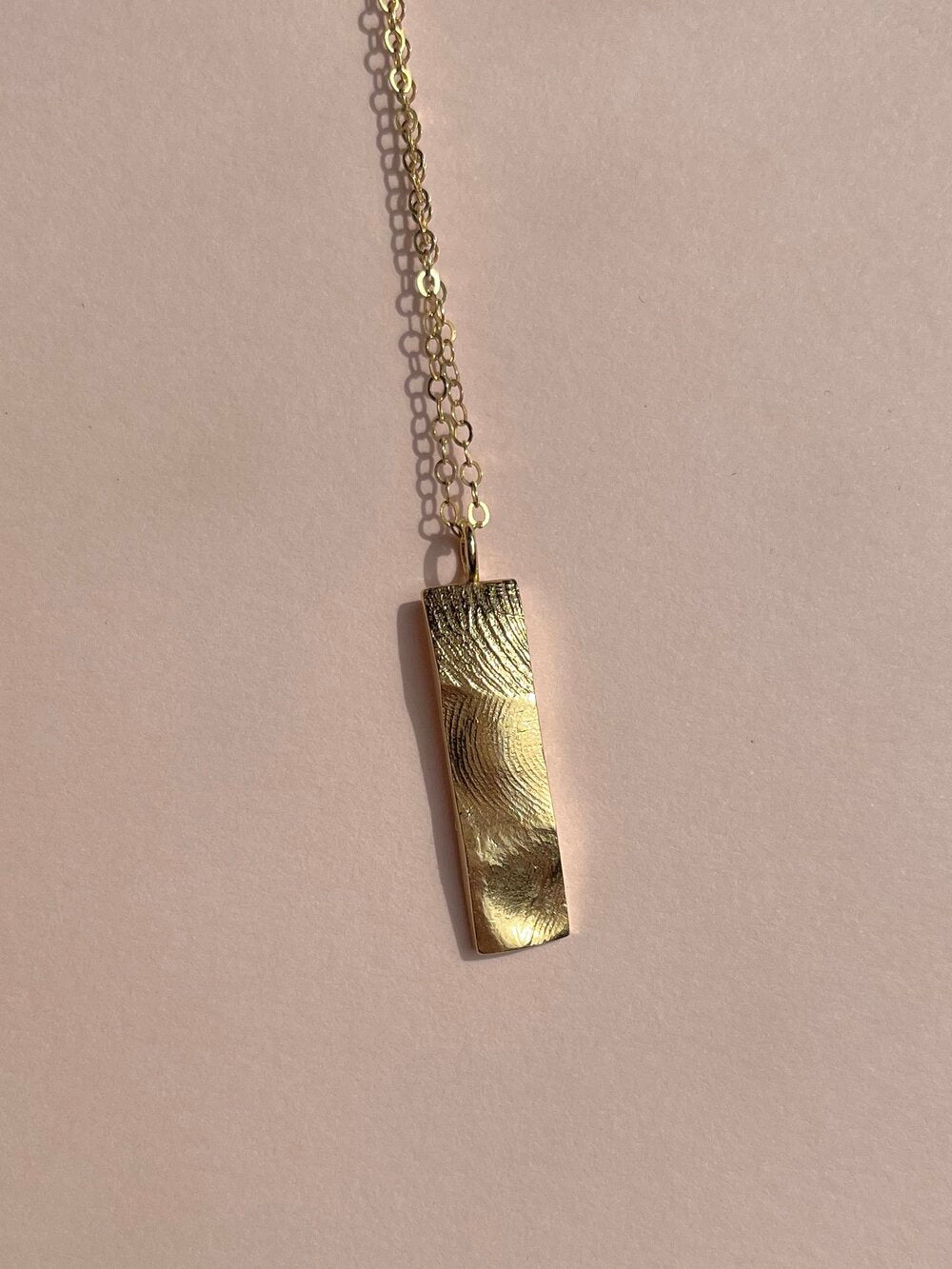 Family Bar Fingerprint Pendant - 9ct Gold - Fingerprint Impression Kit + Necklace