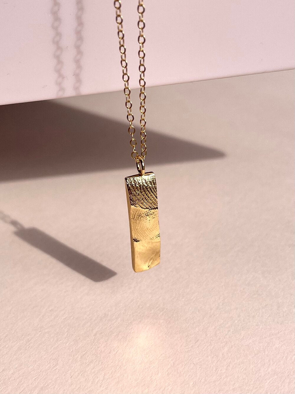 Family Bar Fingerprint Pendant - 9ct Gold - Fingerprint Impression Kit + Necklace
