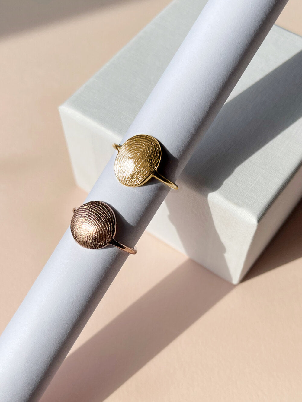 Oval or Circle Fingerprint Ring - 9ct Gold - Print Impression Kit + Ring