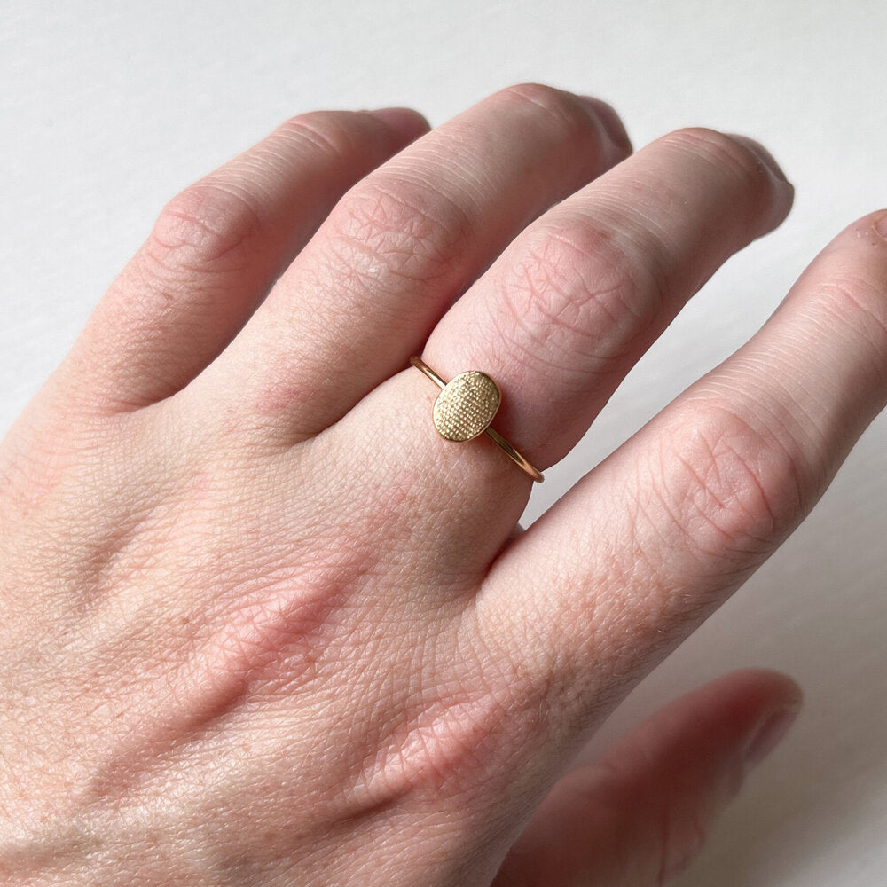 Oval or Circle Fingerprint Ring - 9ct Gold - Print Impression Kit + Ring