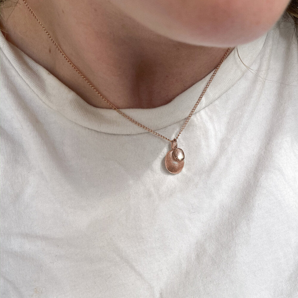 Oval or Circle Fingerprint Pendant - 9ct Gold - Fingerprint Impression Kit + Necklace