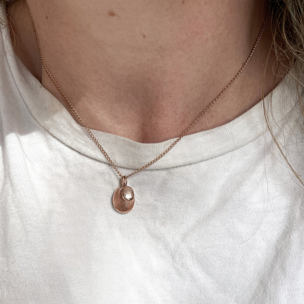 Oval or Circle Fingerprint Pendant - 9ct Gold - Fingerprint Impression Kit + Necklace