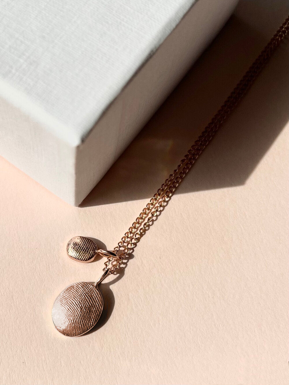 Oval or Circle Fingerprint Pendant - 9ct Gold - Fingerprint Impression Kit + Necklace