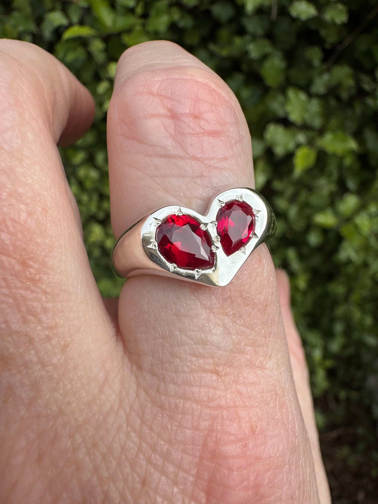Silver Heart Pear Signet