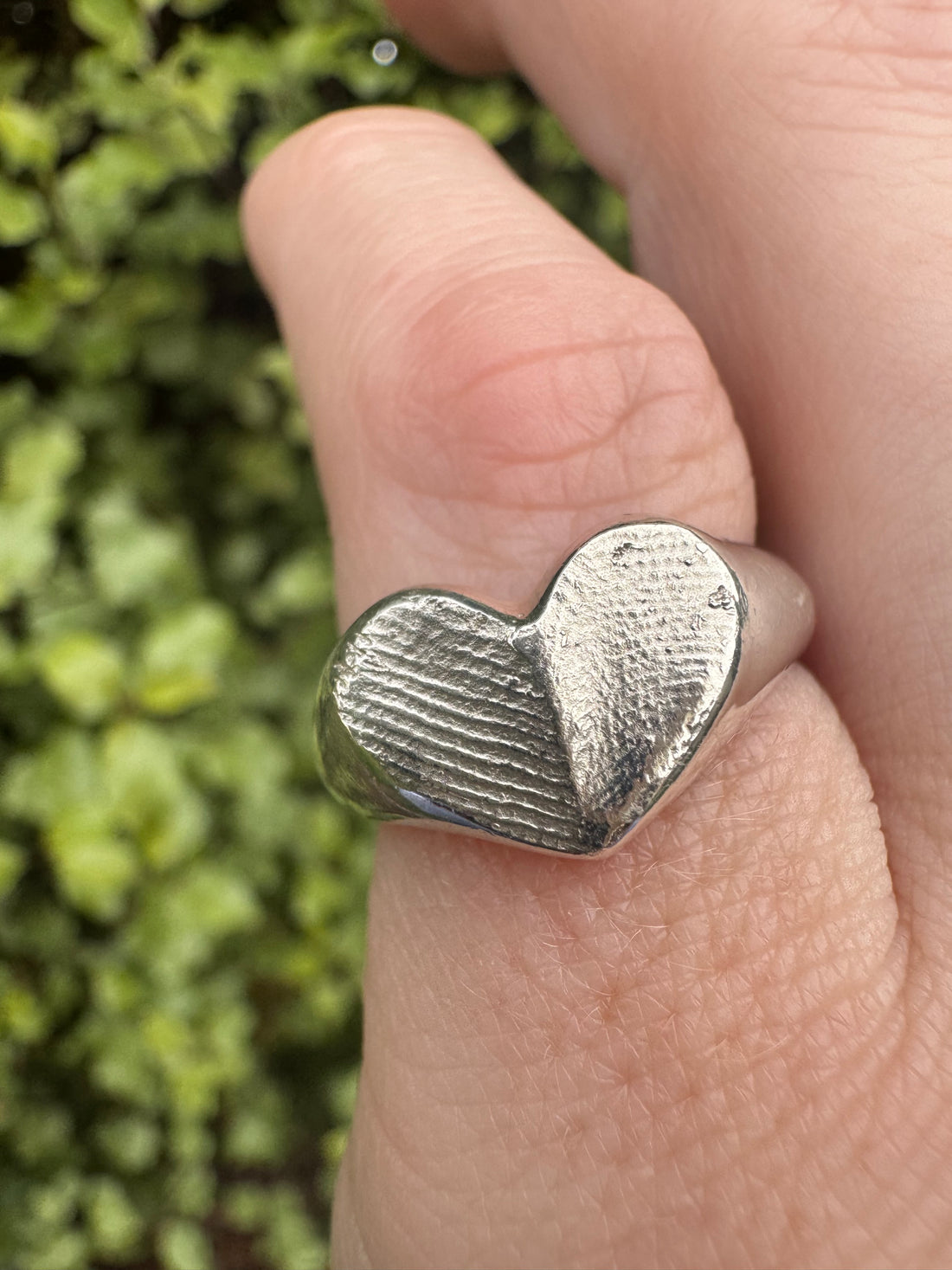 Heart Signet Fingerprint Ring - Sterling Silver or 9ct Gold