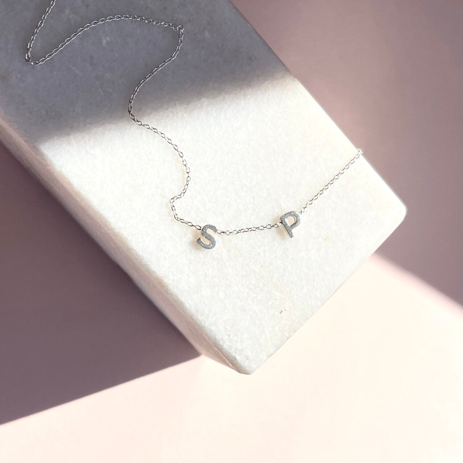 Tiny Alphabet Layering Necklace - Minimal Style Sterling Silver Letter Necklace