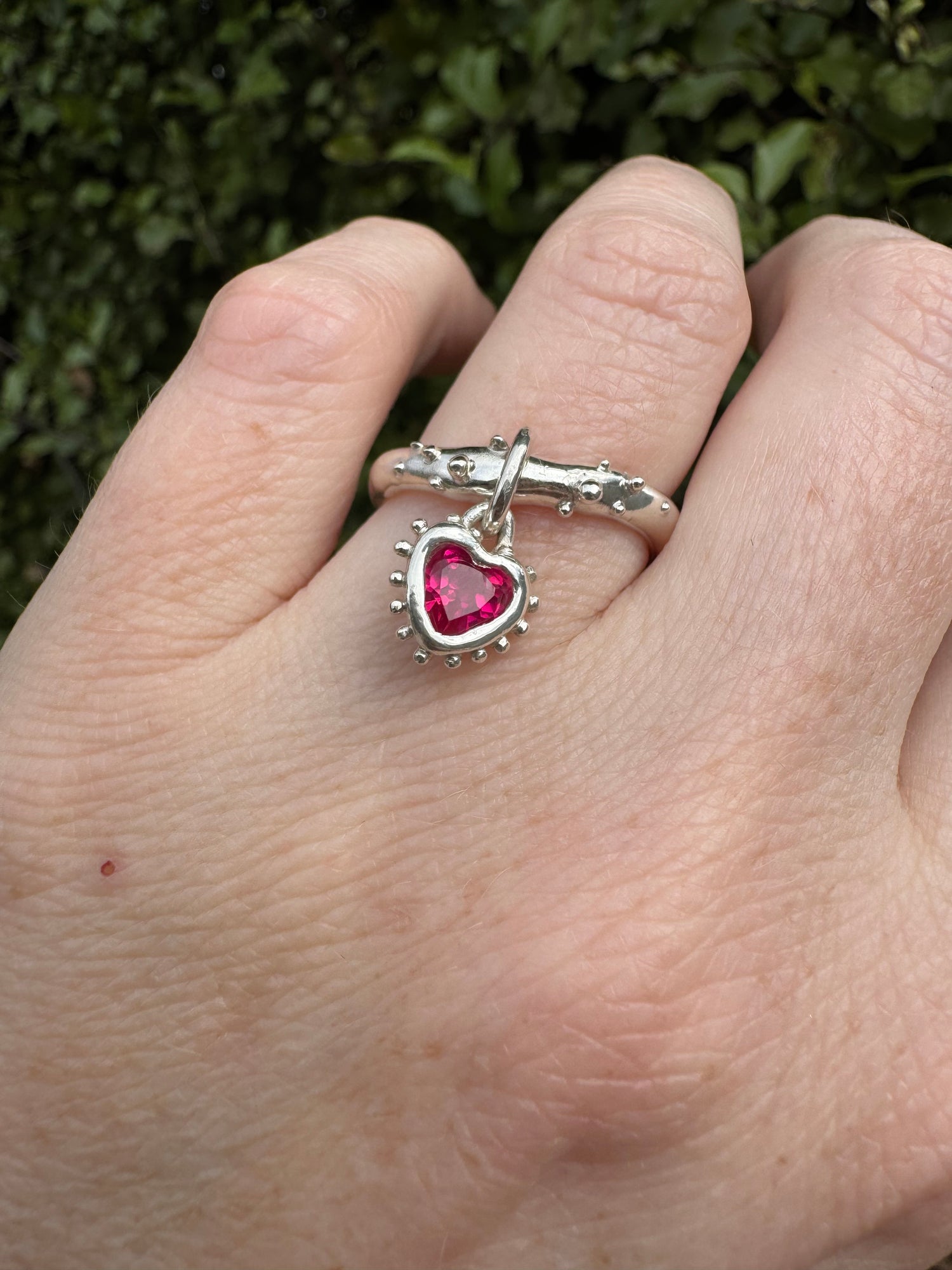 Silver Heart Dangling Ring