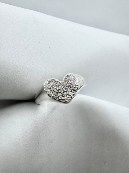 Heart Signet Fingerprint Ring - Sterling Silver or 9ct Gold