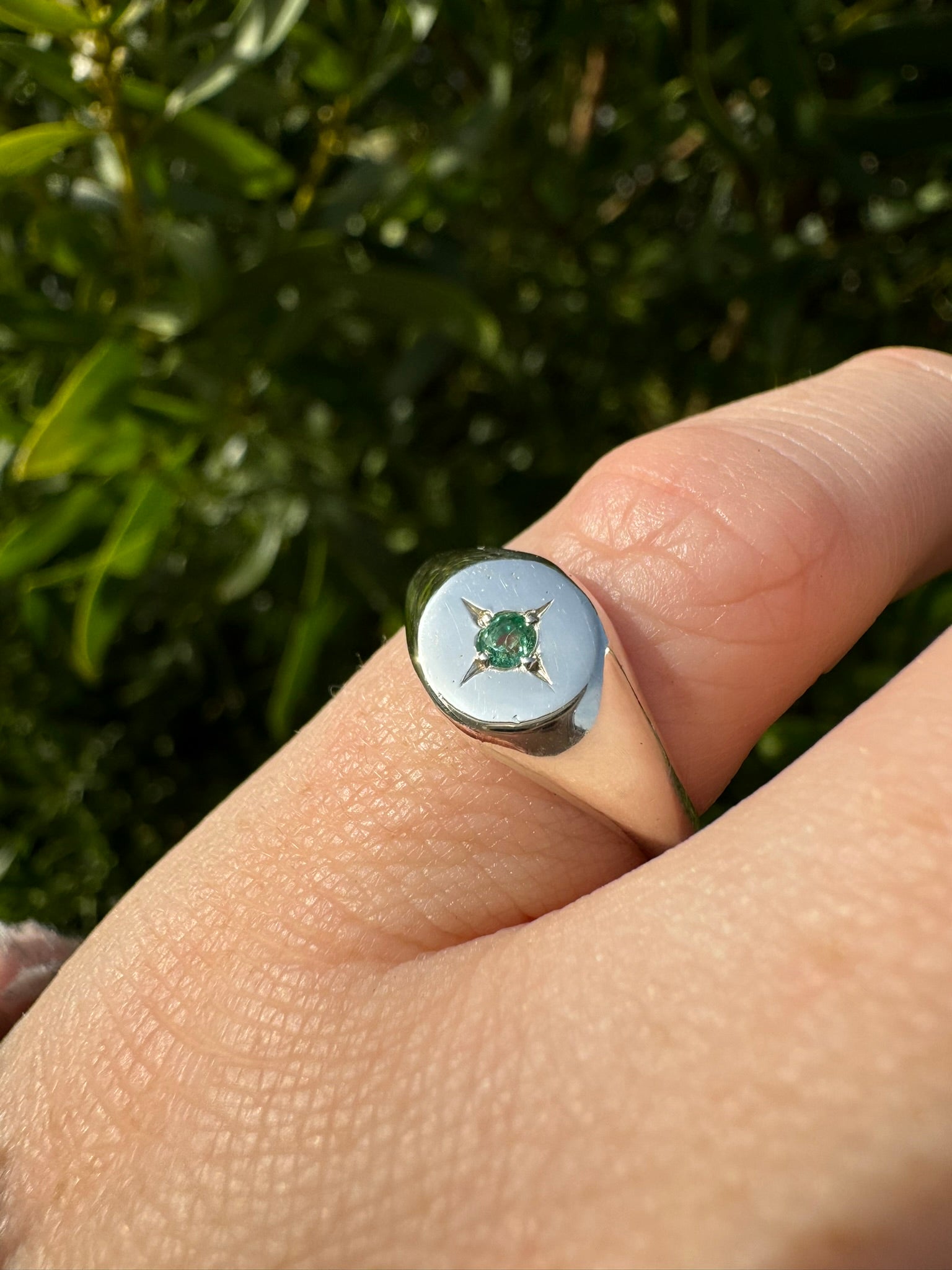 Birthstone Signet Ring Silver