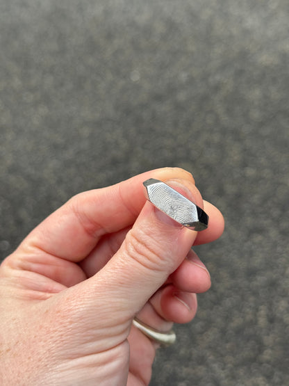 Geometric Fingerprint Signet Ring - Sterling Silver and 9ct Gold
