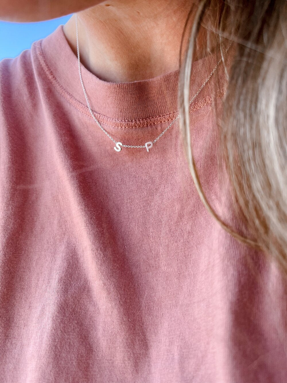 Tiny Alphabet Layering Necklace - Minimal Style Sterling Silver Letter Necklace