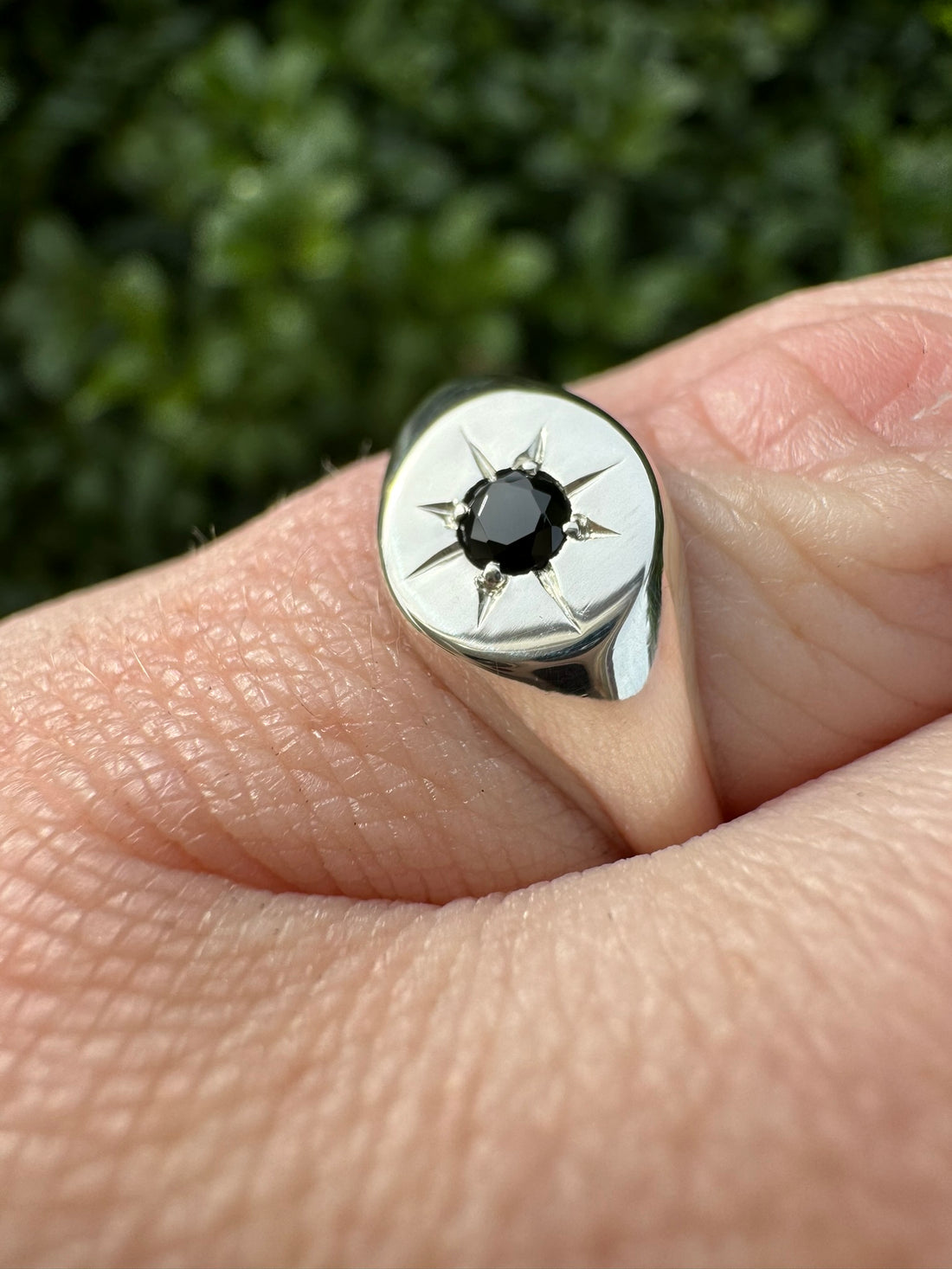 Birthstone Signet Ring Silver