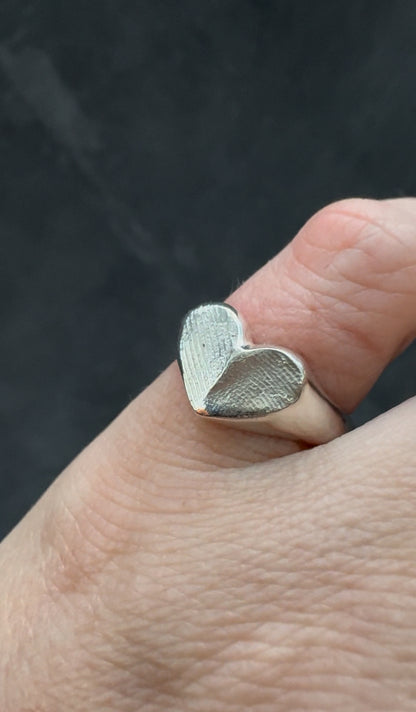Heart Signet Fingerprint Ring - Sterling Silver or 9ct Gold