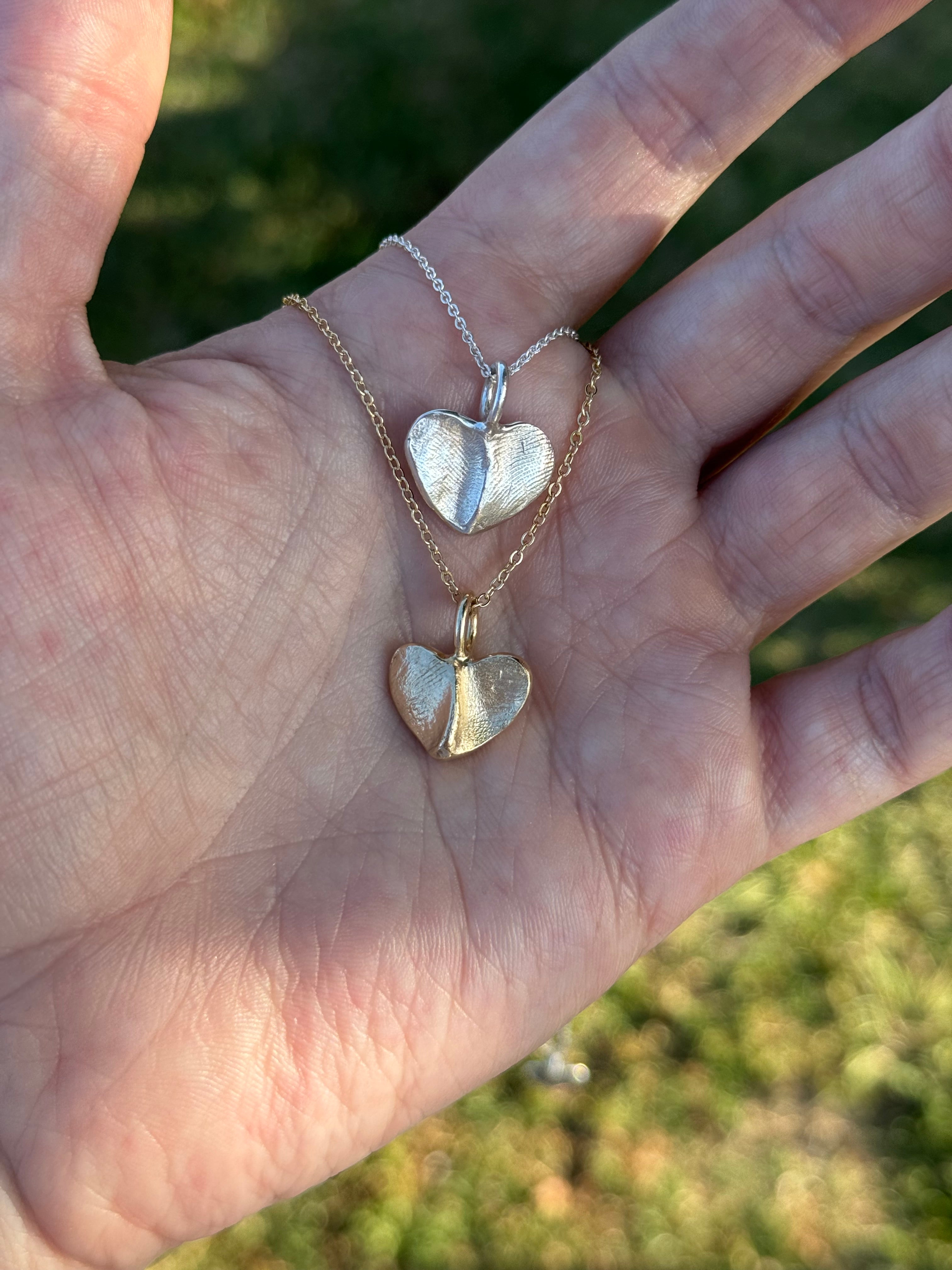 Fingerprint Heart Pendant in Sterling Silver + Fingerprint Impression Kit