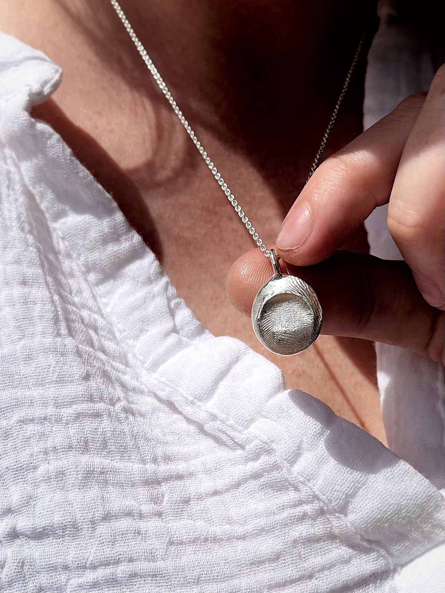 Fingerprint Pendant - Sterling Silver - Fingerprint Impression Kit + Necklace